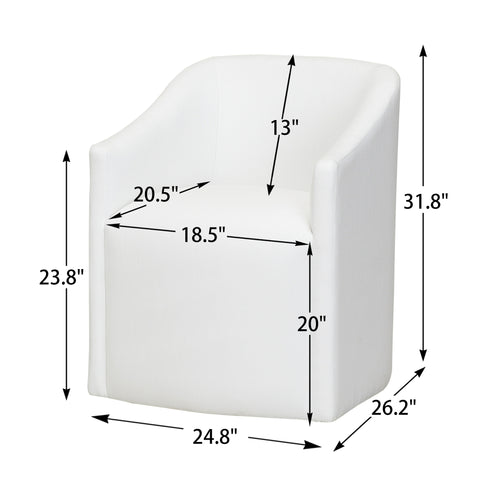 Rafa Performance Dining Chair with Casters - Fully Upholstered Dining Chair | Dining Chairs with Wheels | Kinwell Furniture | Most Comfortable Dining Chairs